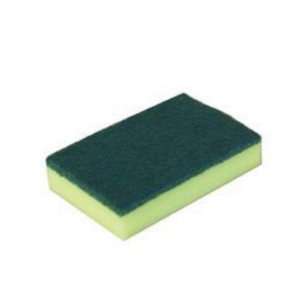 SCOUR SPONGE 15X10CM H/D GREEN & YELLOW 10PK