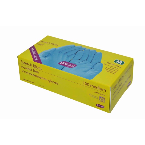 STRETCH VINYL GLOVE BLUE MEDUIM 100P/BOX  (41038)