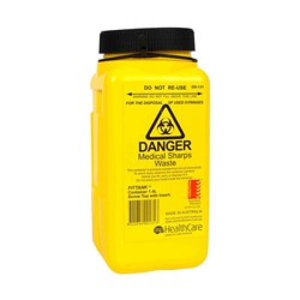 SHARPS CONTAINER CLICK LID 1.4L